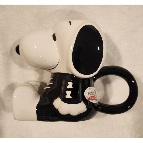 Peanuts Coffee Mug Snoopy Skeleton Costume Hand Painted Halloween - Picture 1 of 7